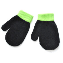 (Black) Baby Gloves Children For 1-4Y Winter Warm Patchwork Knitted Mittens Kindergarten