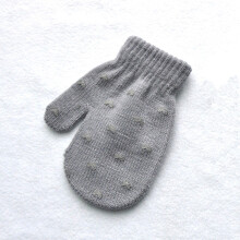 (Gray Star) Baby Gloves Children For 1-4Y Winter Warm Patchwork Knitted Mittens Kindergarten
