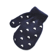 (Navy Love) Baby Gloves Children For 1-4Y Winter Warm Patchwork Knitted Mittens Kindergarten
