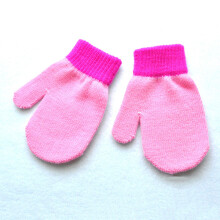 (Pink) Baby Gloves Children For 1-4Y Winter Warm Patchwork Knitted Mittens Kindergarten