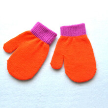 (Orange) Baby Gloves Children For 1-4Y Winter Warm Patchwork Knitted Mittens Kindergarten