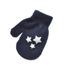 (Navy Star) Baby Gloves Children For 1-4Y Winter Warm Patchwork Knitted Mittens Kindergarten