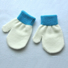 (White) Baby Gloves Children For 1-4Y Winter Warm Patchwork Knitted Mittens Kindergarten
