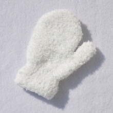 (White Fleece) Baby Gloves Children For 1-4Y Winter Warm Patchwork Knitted Mittens Kindergarten