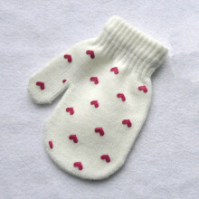 (White Love) Baby Gloves Children For 1-4Y Winter Warm Patchwork Knitted Mittens Kindergarten