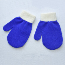 (Royal blue) Baby Gloves Children For 1-4Y Winter Warm Patchwork Knitted Mittens Kindergarten