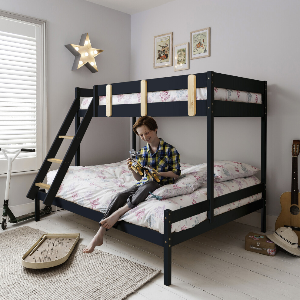 (Una Triple Bunk Bed with Single and Double Bed in Anthracite) Una Bed in Contemporary Anthracite