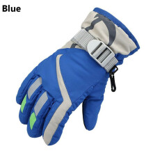 (blue) Winter Waterproof Warm Kids Boys Girls Gloves Ski Children Mittens Snow