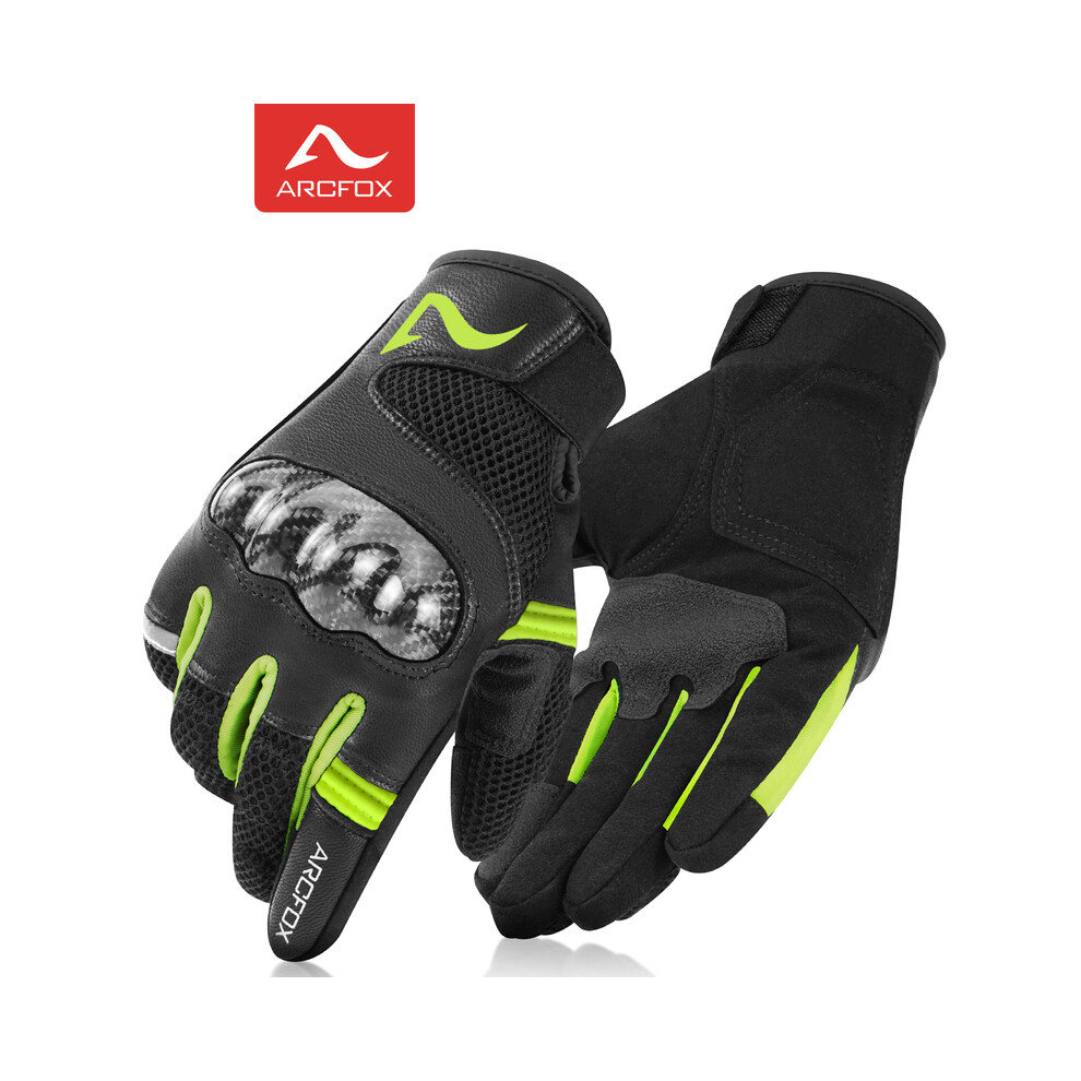 (M, 01) Motorcycle Leather Gloves Vintage Men Women Protective Touchscreen Motorbike Green 9077354745926