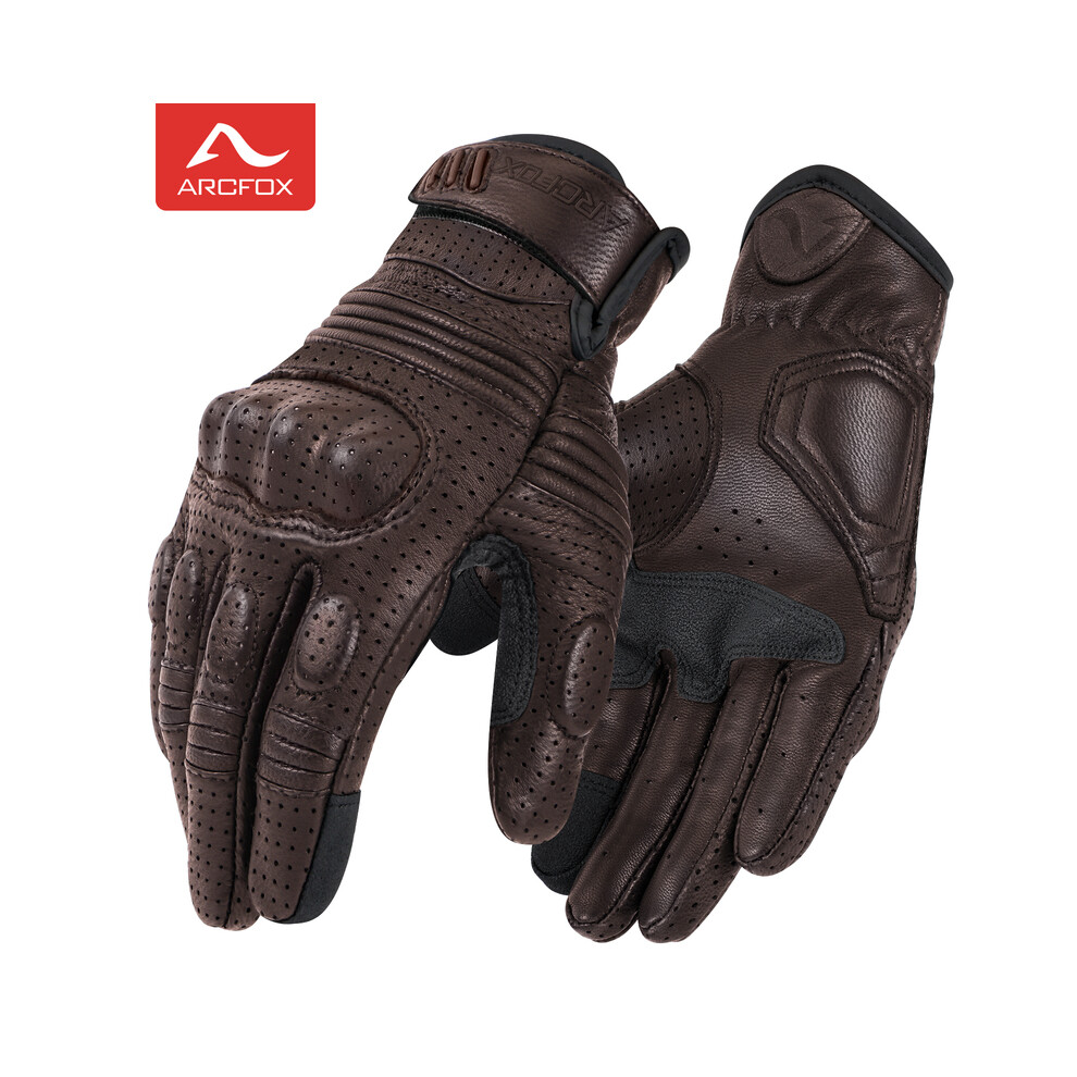 (Xl, ) Motorcycle Leather Gloves Vintage Men Women Protective Touchscreen Motorbike Brown 9077354745995