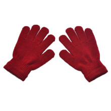 (M, dark red) Children Knitted Gloves 6-11 Years Old Girl Boy Stretchy Winter Warm Full