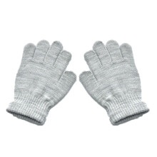 (M, Light Grey) Children Knitted Gloves 6-11 Years Old Girl Boy Stretchy Winter Warm Full