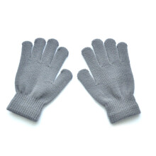 (M, grey) Children Knitted Gloves 6-11 Years Old Girl Boy Stretchy Winter Warm Full