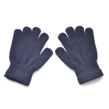 (M, Navy Blue) Children Knitted Gloves 6-11 Years Old Girl Boy Stretchy Winter Warm Full