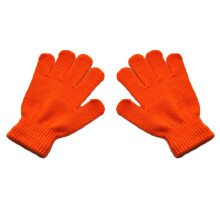 (M, Orange) Children Knitted Gloves 6-11 Years Old Girl Boy Stretchy Winter Warm Full