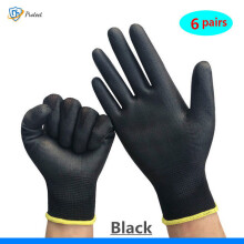 (L, Black 6 pairs) 6-30 pairs of nitrile safety coated work gloves, PU gloves and palm coated