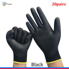 (M, Black 20 pairs) 6-30 pairs of nitrile safety coated work gloves, PU gloves and palm coated