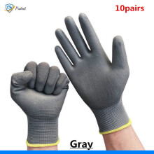 (L, Gray 10 pairs) 6-30 pairs of nitrile safety coated work gloves, PU gloves and palm coated