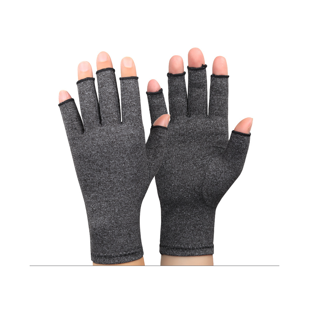 Maxpower Grey (L, ) 1Pair Winter Compression Arthritis Gloves Rehabilitation Fingerless Gloves
