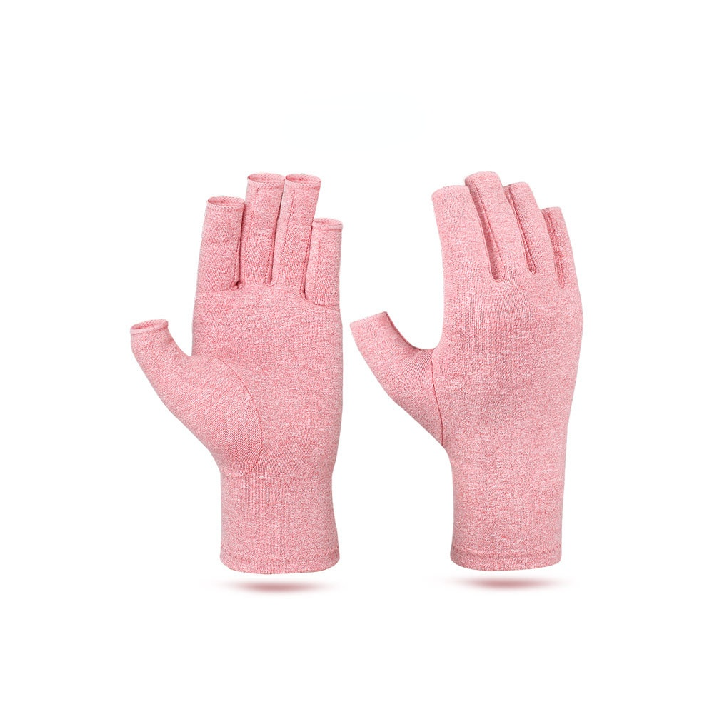 Maxpower Pink (L, ) 1Pair Winter Compression Arthritis Gloves Rehabilitation Fingerless Gloves