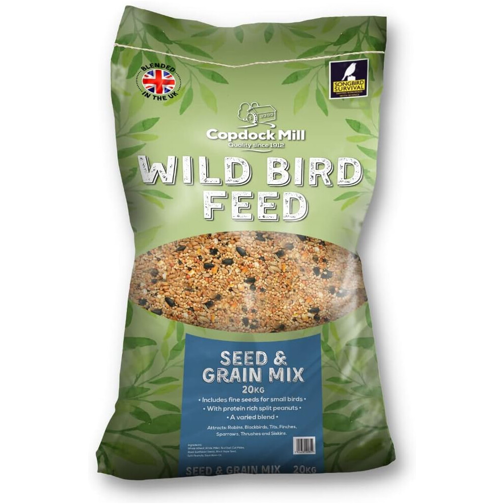 Copdock Mill Wild Bird Seed & Grain Mix 20kg Bag All Year-Round High-Energy