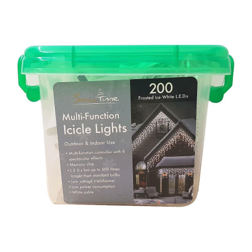 200 Ice White LED Icicle Chaser Lights with Timer 2