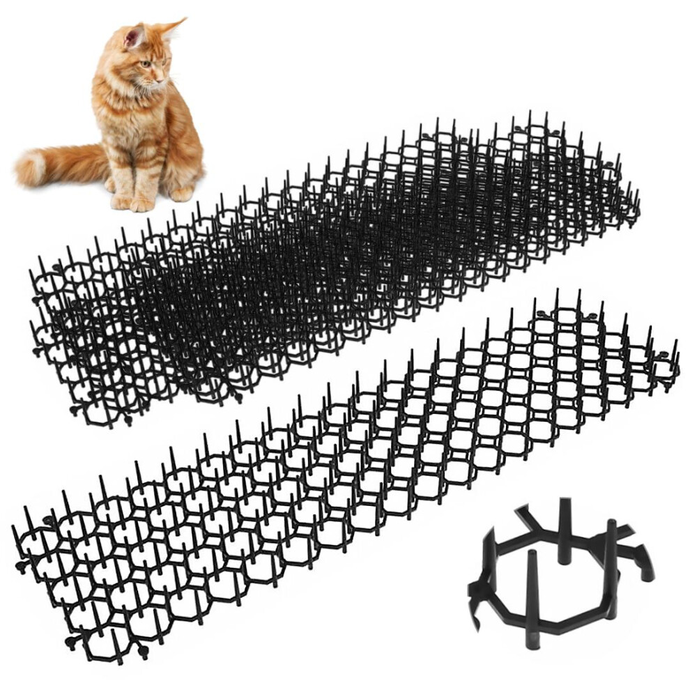 GEEZY 6 Pcs Prickle Strip Deterrent Anti Cat Scat Mat with Spikes Animal Repellent