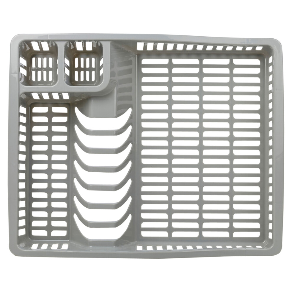 (Grey Small) Plastic Large Dish Rack Drainer Kitchen Sink Plate Cutlery Draining Tray