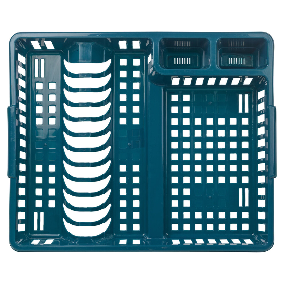 (Blue Small) Plastic Large Dish Rack Drainer Kitchen Sink Plate Cutlery Draining Tray