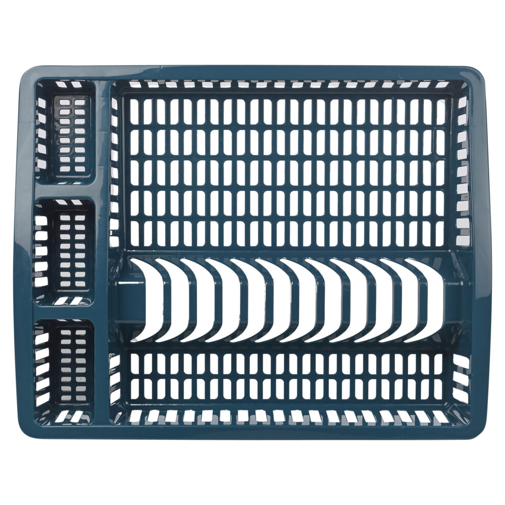 (Blue Large) Plastic Large Dish Rack Drainer Kitchen Sink Plate Cutlery Draining Tray