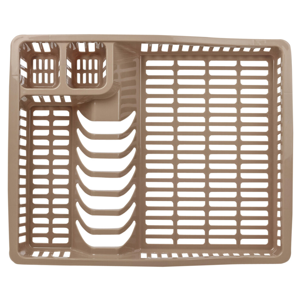 (Taupe Small) Plastic Large Dish Rack Drainer Kitchen Sink Plate Cutlery Draining Tray