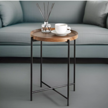 Walnut Side Table with Removable Tray - Coffee Table for Living Room