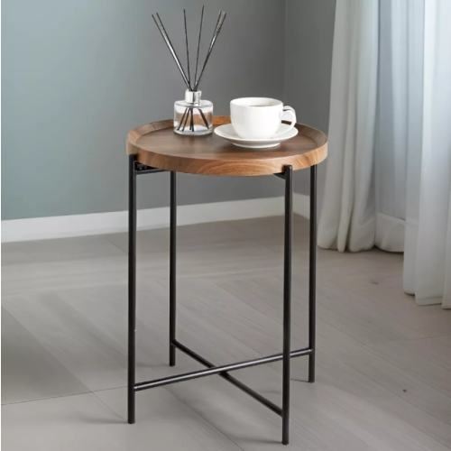 Walnut Side Table with Removable Tray - Coffee Table for Living Room 2