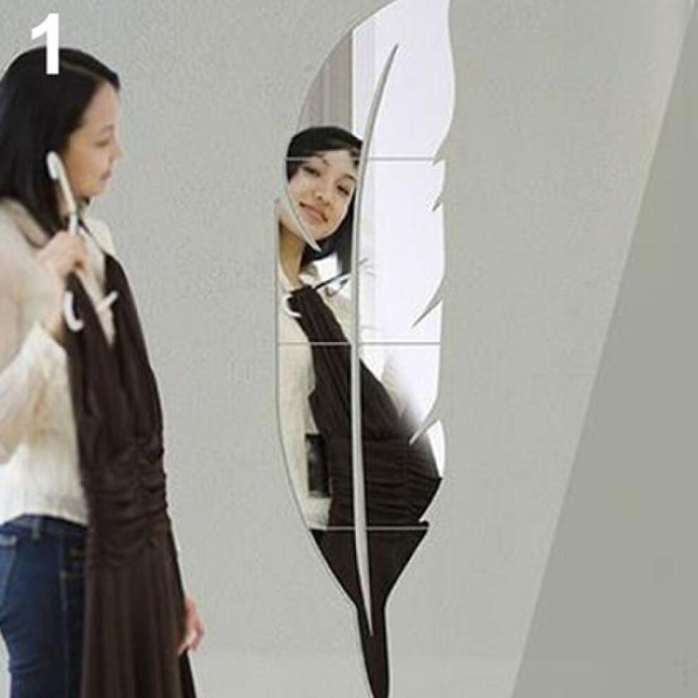 6/12/18/24 Sheets Modern Removable Feather DIY Acrylic Mirror Wall Sticker Home Room Decoration