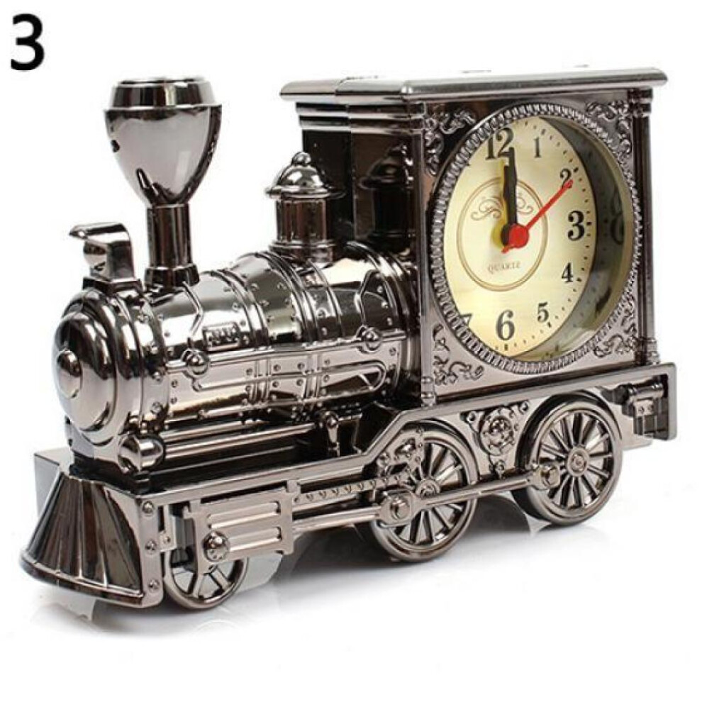 Cartoon Locomotive Train Alarm Clock Antique Engine Design Table Desk Decor