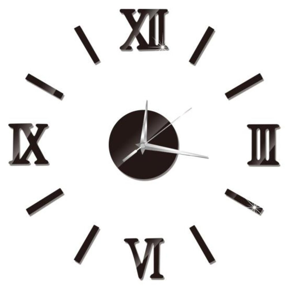DIY 3D Mirror Surface Number Wall Hanging Clock Sticker Living