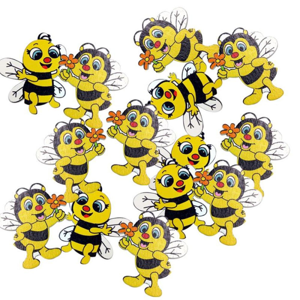 20 Pieces Wood Shapes Bee Embellishments for Scrapbooking Crafts