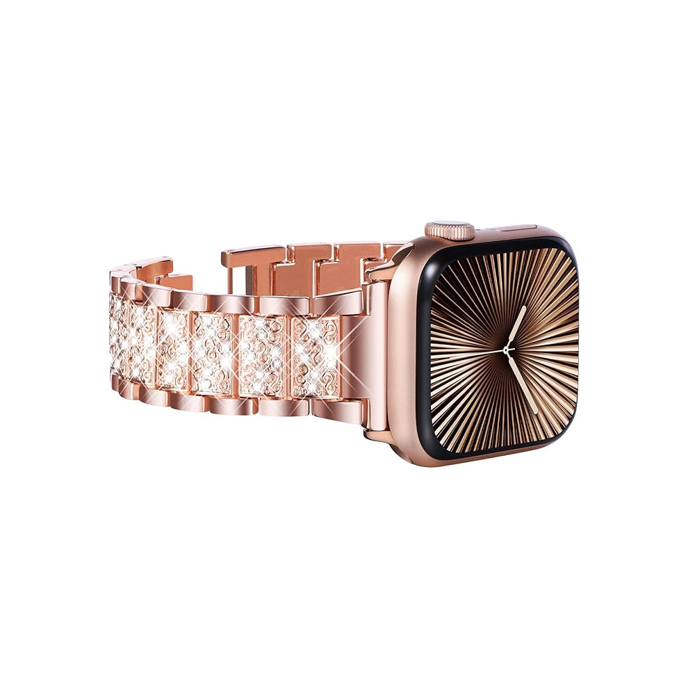 Wingle Compatible For Apple Watch Straps, Women Bling Diamond Rhinestone Strap For Apple Watch Se Strap Iwatch Strap Gold 1223456789841