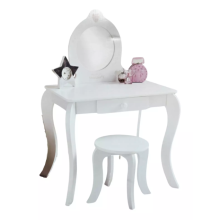 White Heidi Vanity Set - Girls Makeup Table with Stool and Mirror