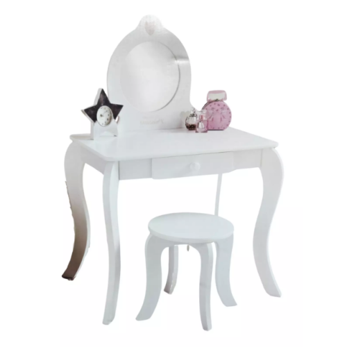 White Heidi Vanity Set - Girls Makeup Table with Stool and Mirror