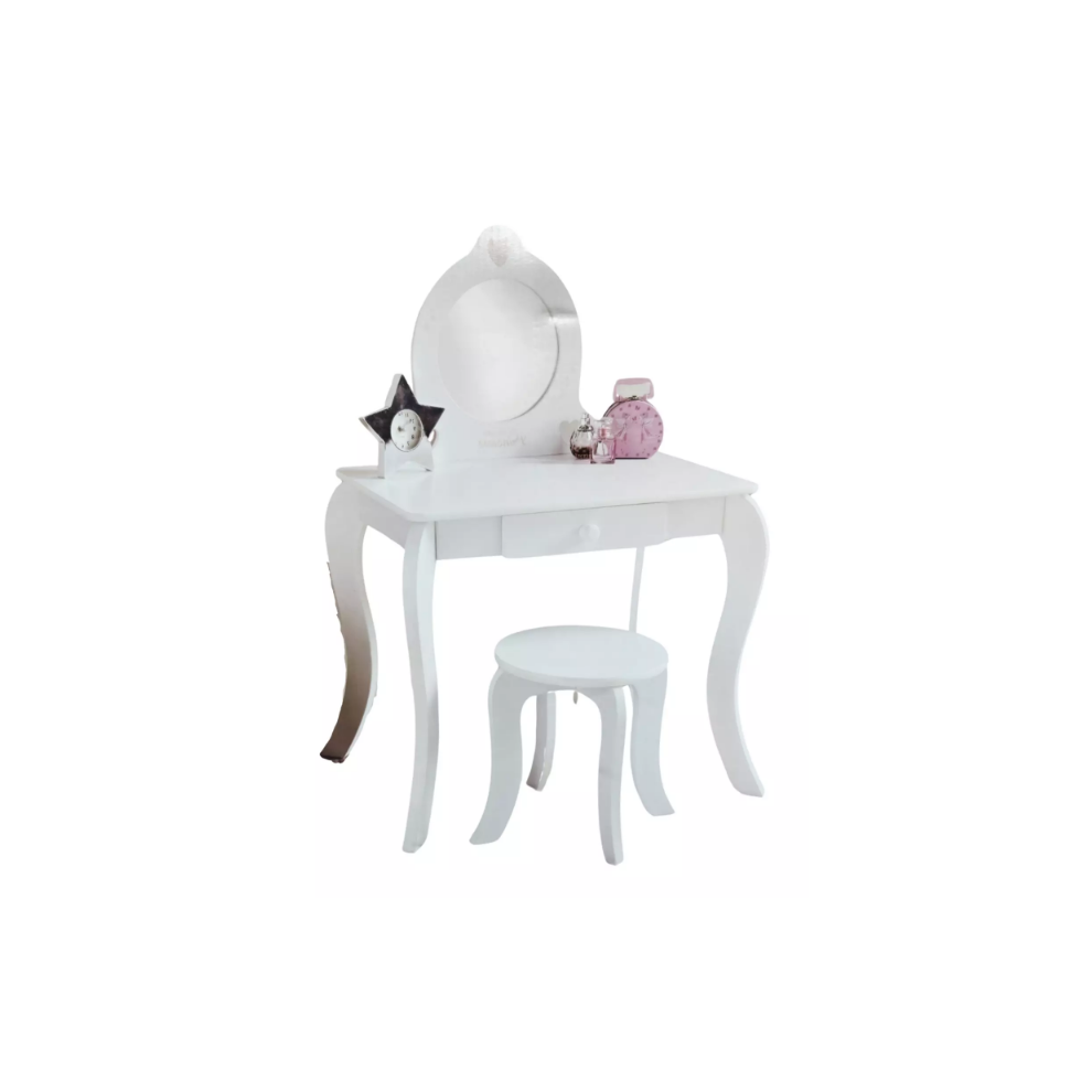 White Heidi Vanity Set - Girls Makeup Table with Stool and Mirror