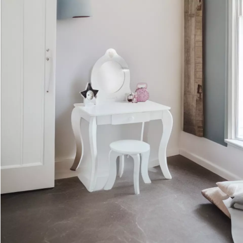 White Heidi Vanity Set - Girls Makeup Table with Stool and Mirror 1