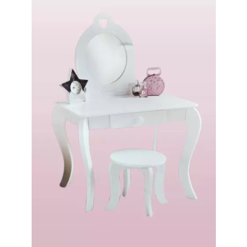 White Heidi Vanity Set - Girls Makeup Table with Stool and Mirror 2