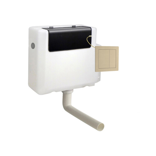 NES Home Nes Home Concealed Cistern Dual Flush Side Inlet Square Button Brushed Brass