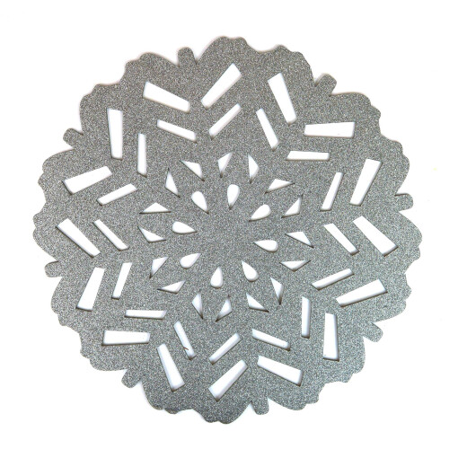 4 Placemats 4 Coasters Set Christmas Snowflake Festive Silver Felt 2