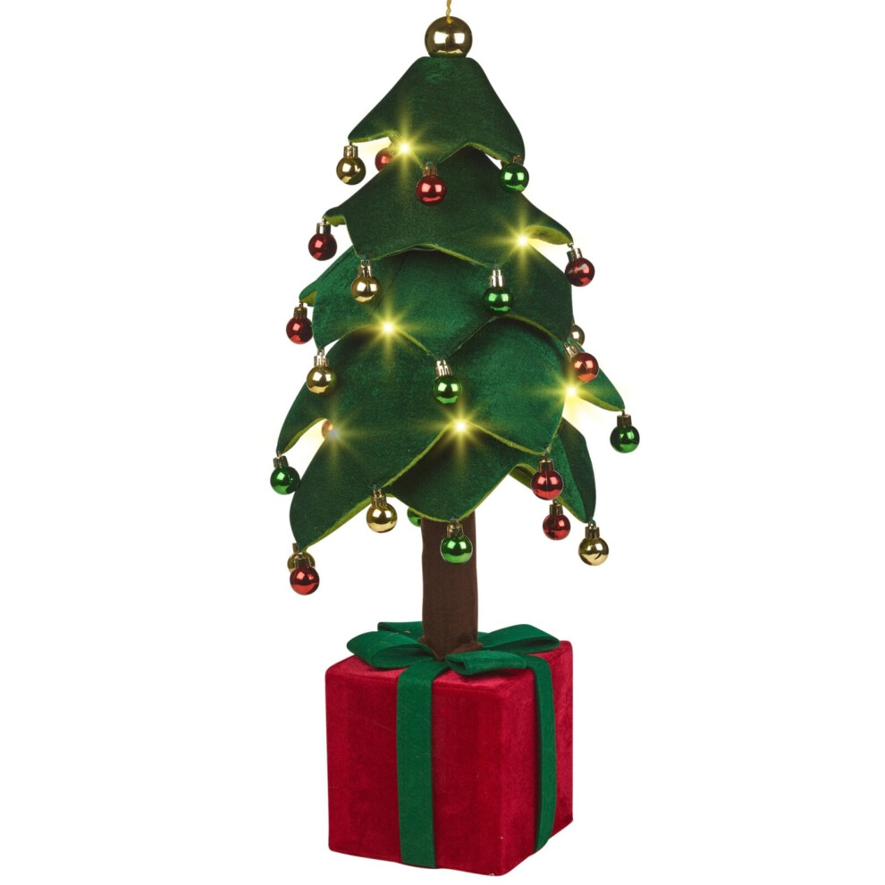 Urbn Living 70Cm Collapsible Soft Plush Christmas Tree With Led Lights On Base Home Decoration