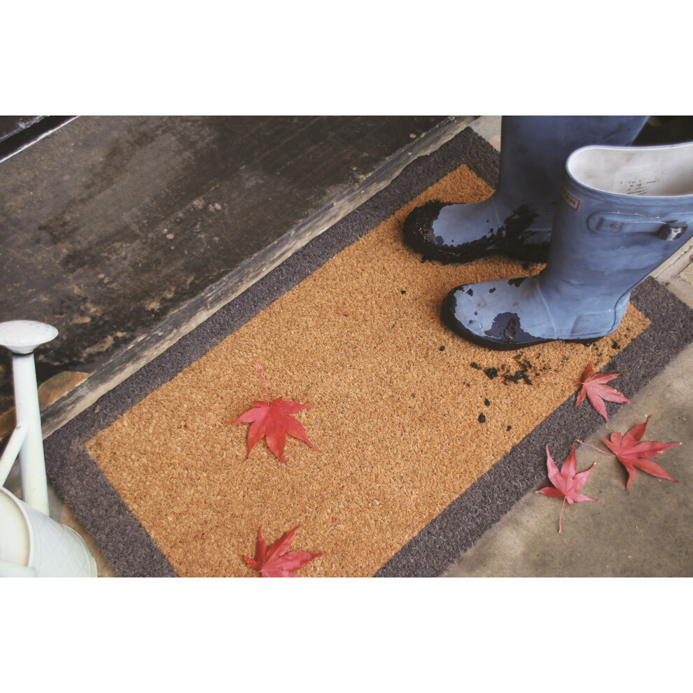 Lord Of Rugs (Border) Printed Entrance Door Mat Natural Coconut Coir Latex Backed Doormat In 45X75