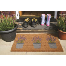 (Lavender ) Printed Entrance Door Mat Natural Coconut Coir Latex Backed Doormat in 45x75