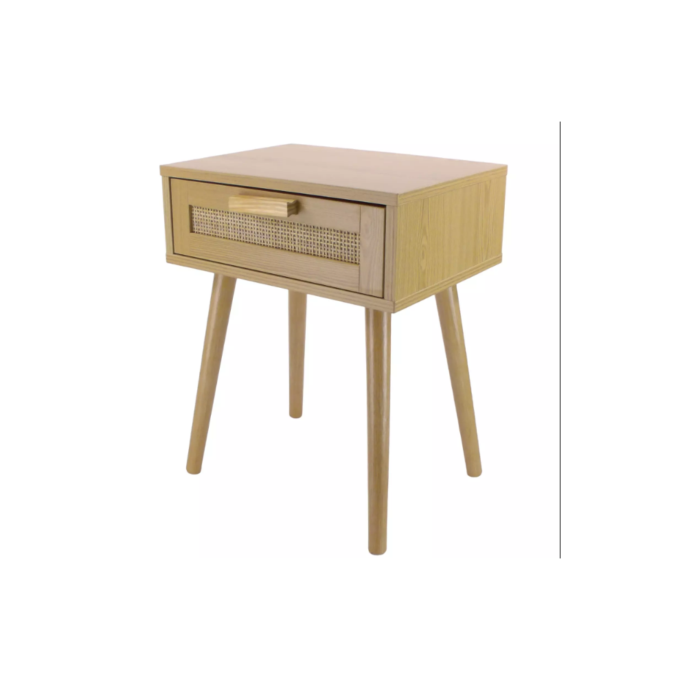 1-Drawer Cane Bedside Cabinet - Natural Wooden Nightstand Side Table-image-OPC-PFRCPTR-NEW