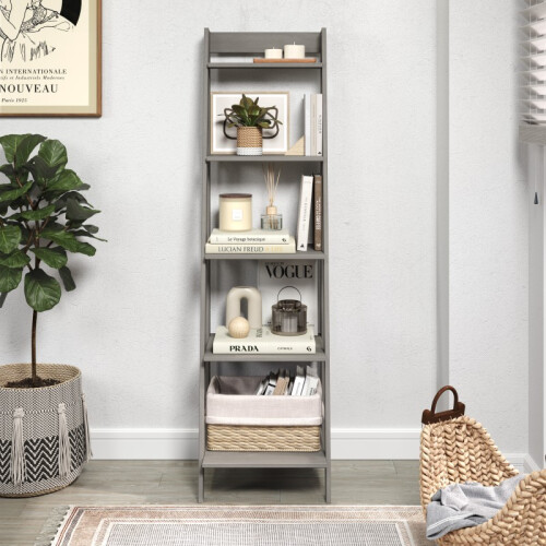 Mercers Furniture Corona Grey Wax Ladder Bookcase 2